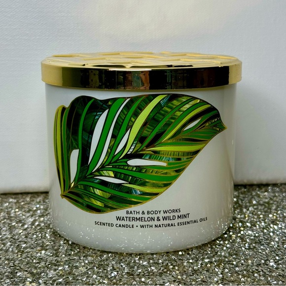 Bath and Body Works 3 Wick Candle Watermelon & Wild Mint Limited Edition NWT - Picture 1 of 6